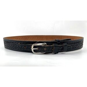 Vintage Looper #1669 Black Leather Ranger Belt 36 Basketweave Western Duty USA